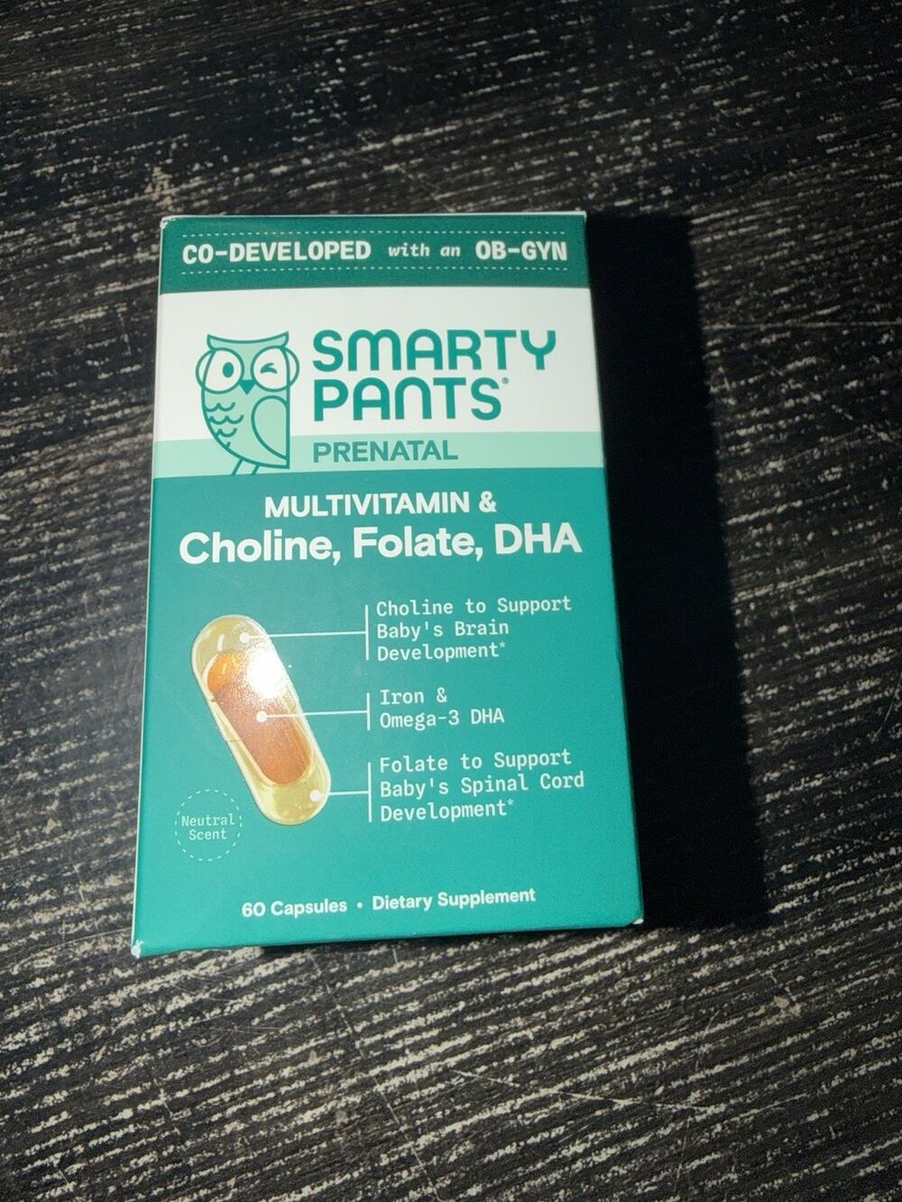 Prenatal Multivitamin Capsules 60 Count Women Choline Folate DHA Iron Developed